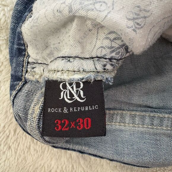 Y2K Rock Republic Neil Men Straight/ Leg Straight Fit Jeans 32x26 Blue Distress - Picture 4 of 9